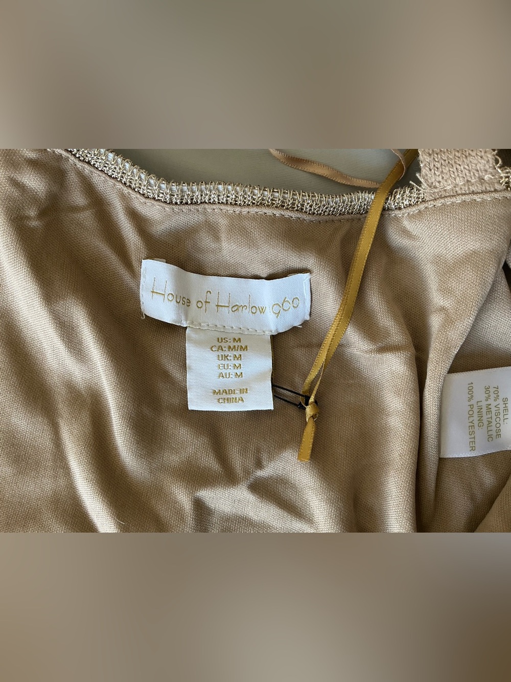House of Harlow 1960 Shimmery Gold Knit Top - Picture 4 of 7